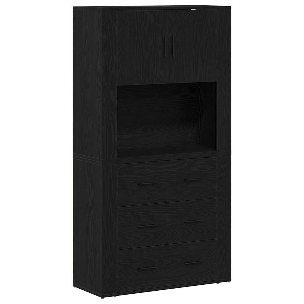 vidaXL Highboard Μαύρη Οξυά 80 x 33 x 150 εκ Επεξεργασμένο ξύλο
