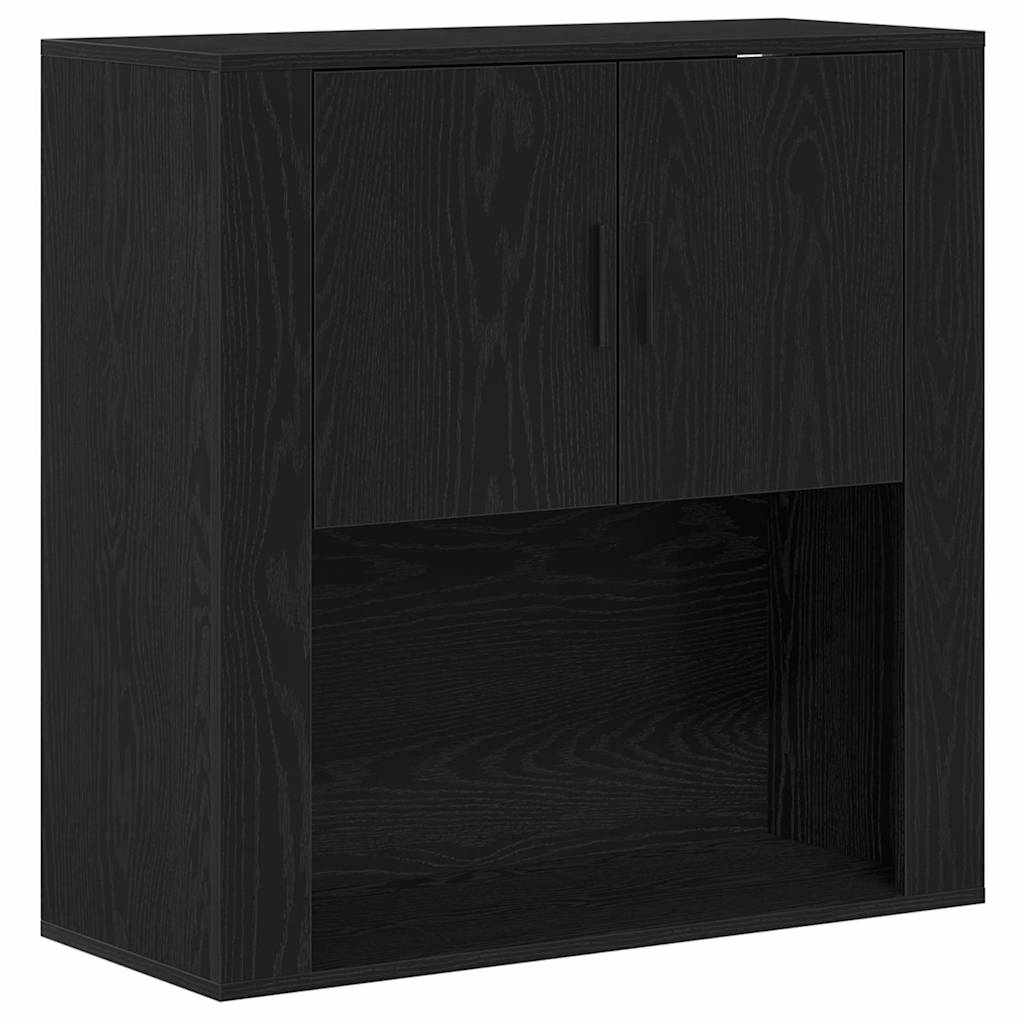 vidaXL Highboard Μαύρη Οξυά 80 x 33 x 150 εκ Επεξεργασμένο ξύλο