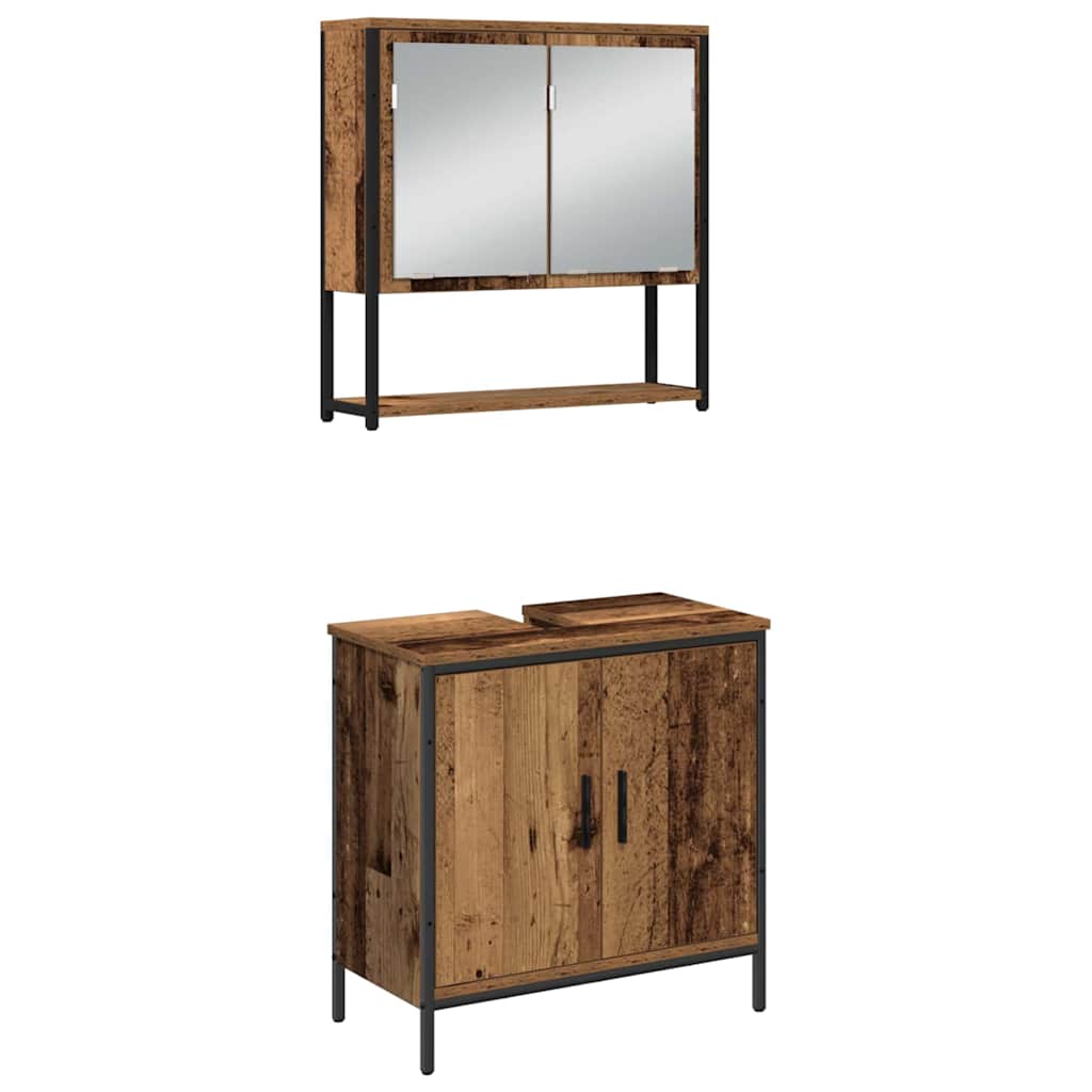 vidaXL Σετ Επίπλων Μπάνιου με αποθήκευση 3 pcs Καφέ 33 x 33 x 102.5 εκ