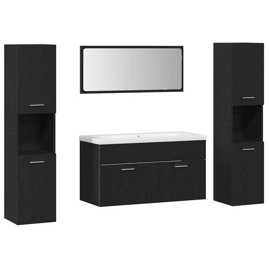vidaXL Σετ Επιπλών Μπάνιου Επιτοίχιο 5 pcs Μαύρη Οξυά 30 x 30 x 130 εκ