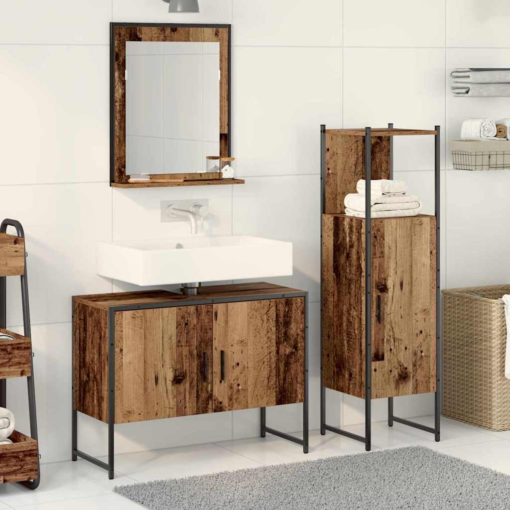 vidaXL Σετ Επίπλων Μπάνιου 3 τμχ. Καφέ 33 x 33 x 113.5 εκ