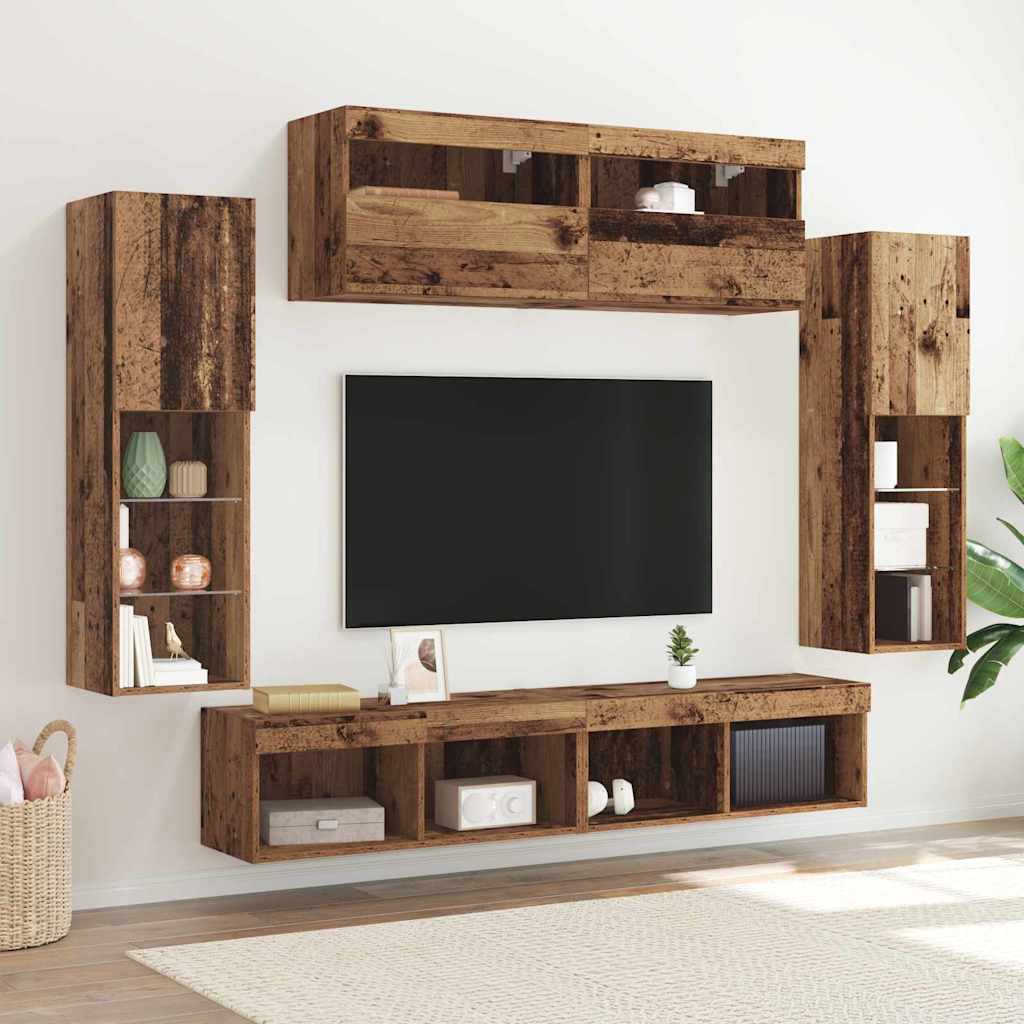 vidaXL Σετ επίπλου τηλεόρασης 6 pcs Παλαιό ξύλο Επεξεργασμένο ξύλο