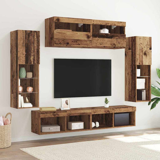 vidaXL Σετ επίπλου τηλεόρασης 6 pcs Παλαιό ξύλο Επεξεργασμένο ξύλο