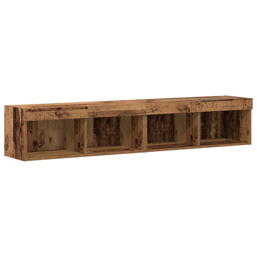 vidaXL Σετ 8 Επιτοίχιων Μονάδων TV με LED Παλαιό Ξύλο Επεξεργασμένο Ξύλο
