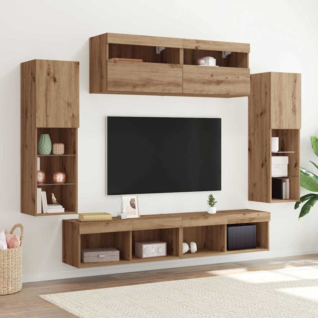 vidaXL Σετ επίπλου τηλεόρασης 6 pcs artisan δρυς Επεξεργασμένο ξύλο