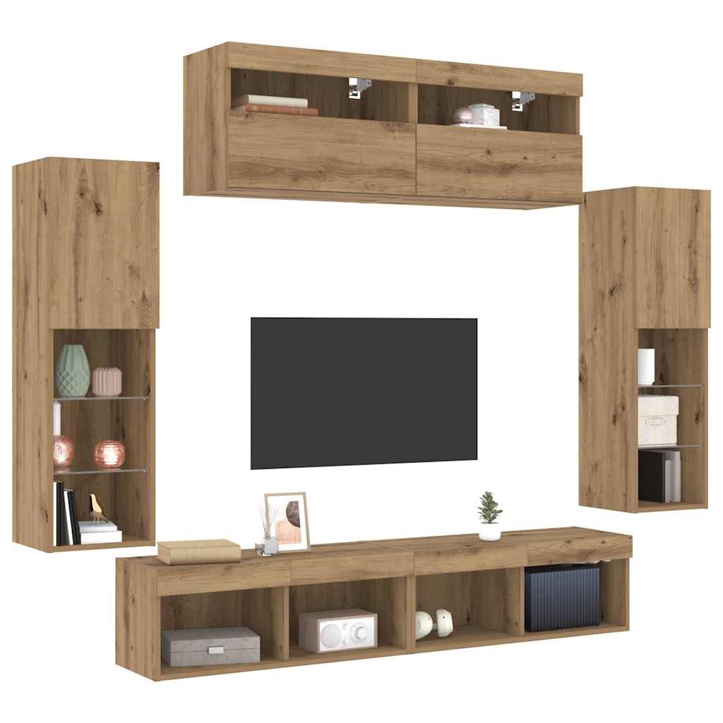 vidaXL Σετ επίπλου τηλεόρασης 6 pcs artisan δρυς Επεξεργασμένο ξύλο