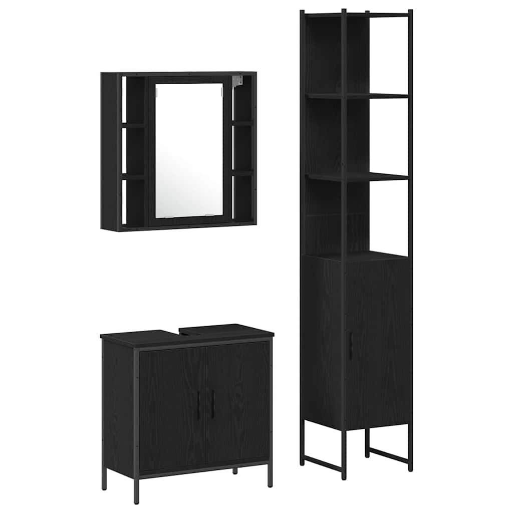 Ντουλάπα Νιπτήρα Μπάνιου vidaXL Μαύρο Δρυ 60x30x60 εκ. Επεξεργασμένο Ξύλο