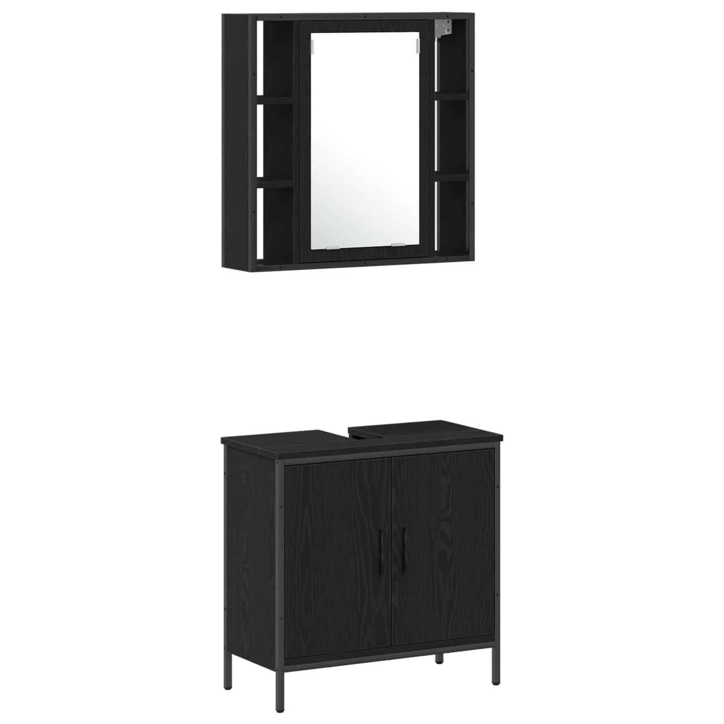 vidaXL Μονάδες Νιπτήρα Μπάνιου 3 τμχ. Μαύρο 33 x 33 x 185,5 εκ
