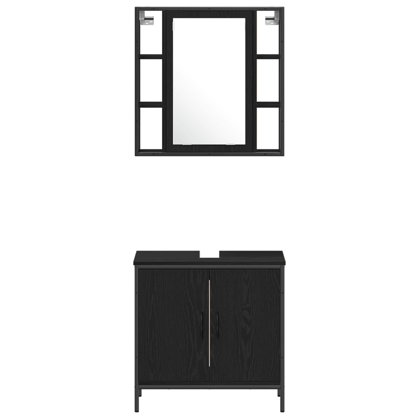 vidaXL Μονάδες Νιπτήρα Μπάνιου 3 τμχ. Μαύρο 33 x 33 x 185,5 εκ