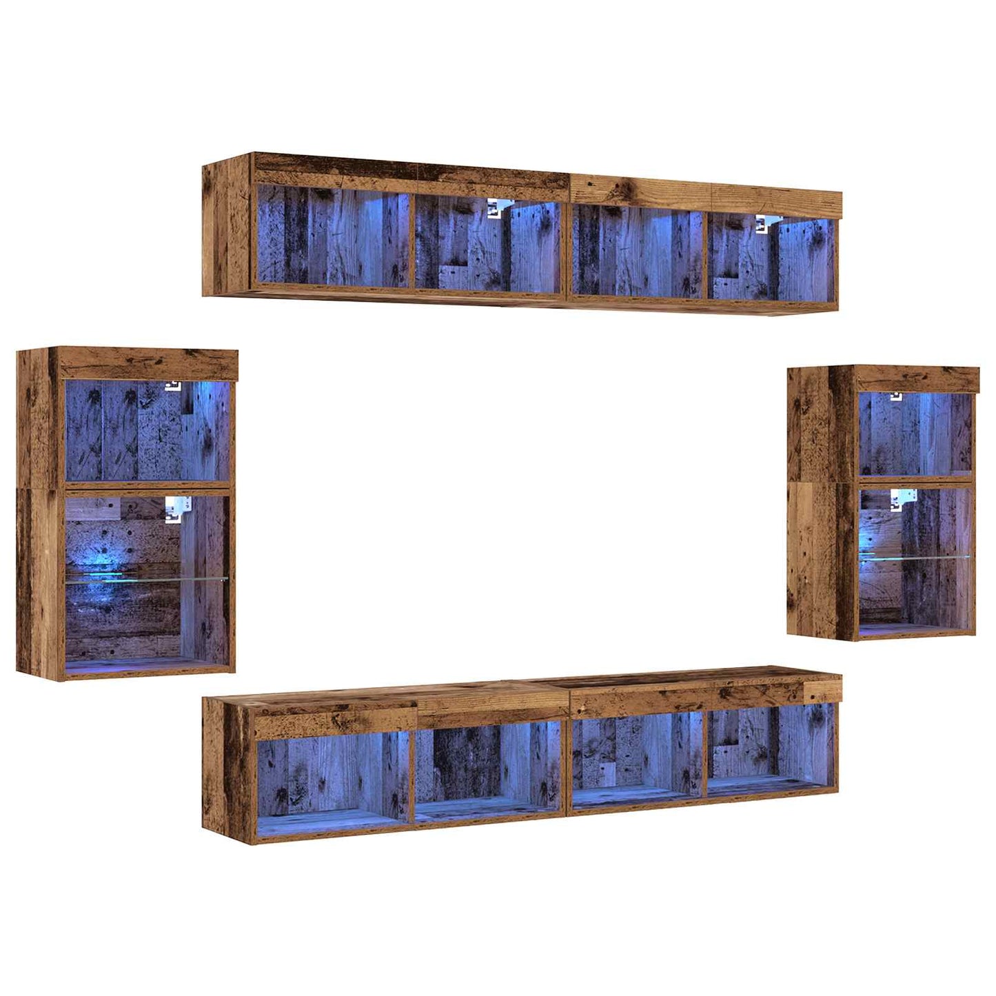 vidaXL Σετ επίπλου τηλεόρασης 8 pcs Παλαιό ξύλο Επεξεργασμένο ξύλο
