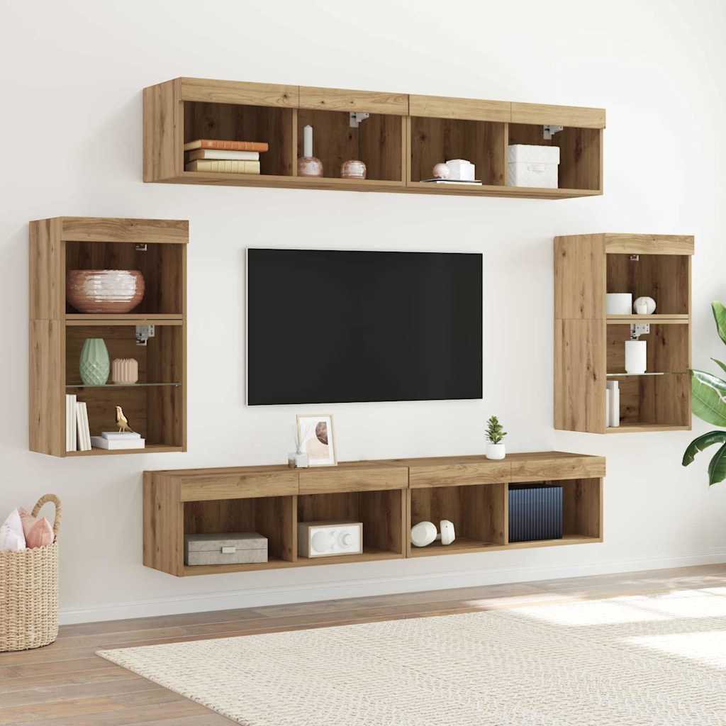 vidaXL Σετ επίπλου τηλεόρασης 8 τμχ. artisan δρυς Επεξεργασμένο ξύλο