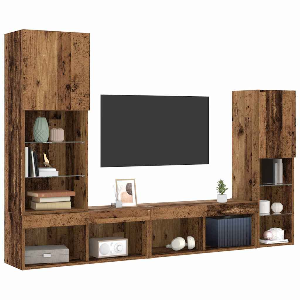 vidaXL Ντουλάπι TV 4 pcs Παλαιό ξύλο Επεξεργασμένο ξύλο
