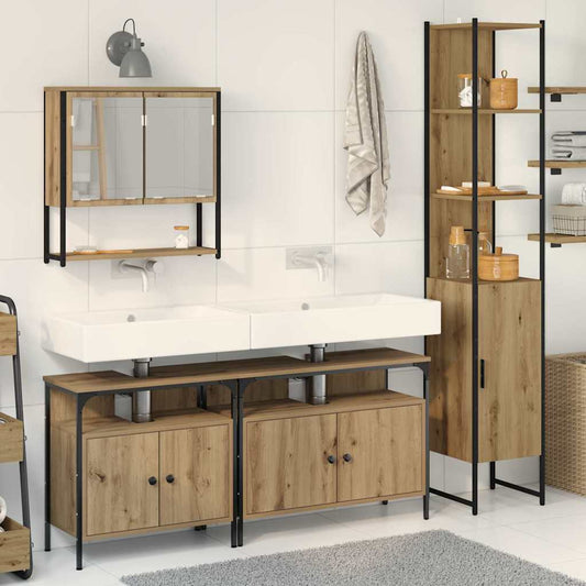 vidaXL Σετ επίπλων μπάνιου 4 κομματιών από ξύλο Artisan Oak, επεξεργασμένο ξύλο.
