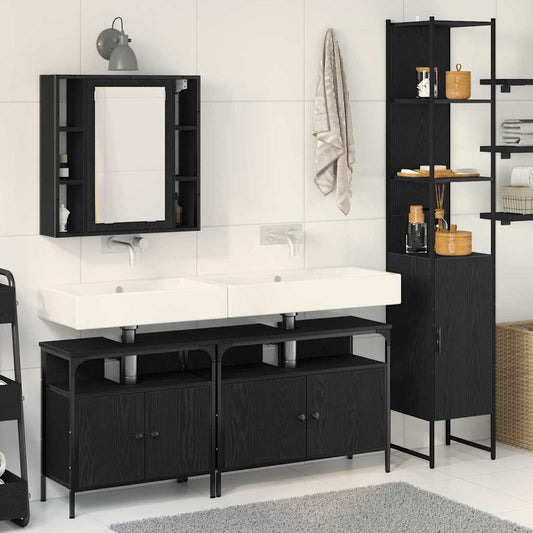 vidaXL Σετ Ντουλαπιών Μπάνιου 4 pcs Μαύρη δρυς 33 x 33 x 185.5 εκ