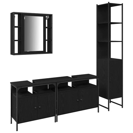 vidaXL Σετ Ντουλαπιών Μπάνιου 4 pcs Μαύρη δρυς 33 x 33 x 185.5 εκ