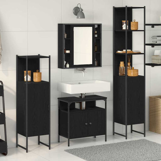 vidaXL Σετ Ντουλαπιών Μπάνιου 4 pcs Μαύρη δρυς 33 x 33 x 185.5 εκ