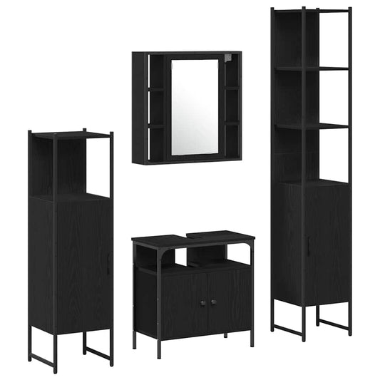 vidaXL Σετ Ντουλαπιών Μπάνιου 4 pcs Μαύρη δρυς 33 x 33 x 185.5 εκ