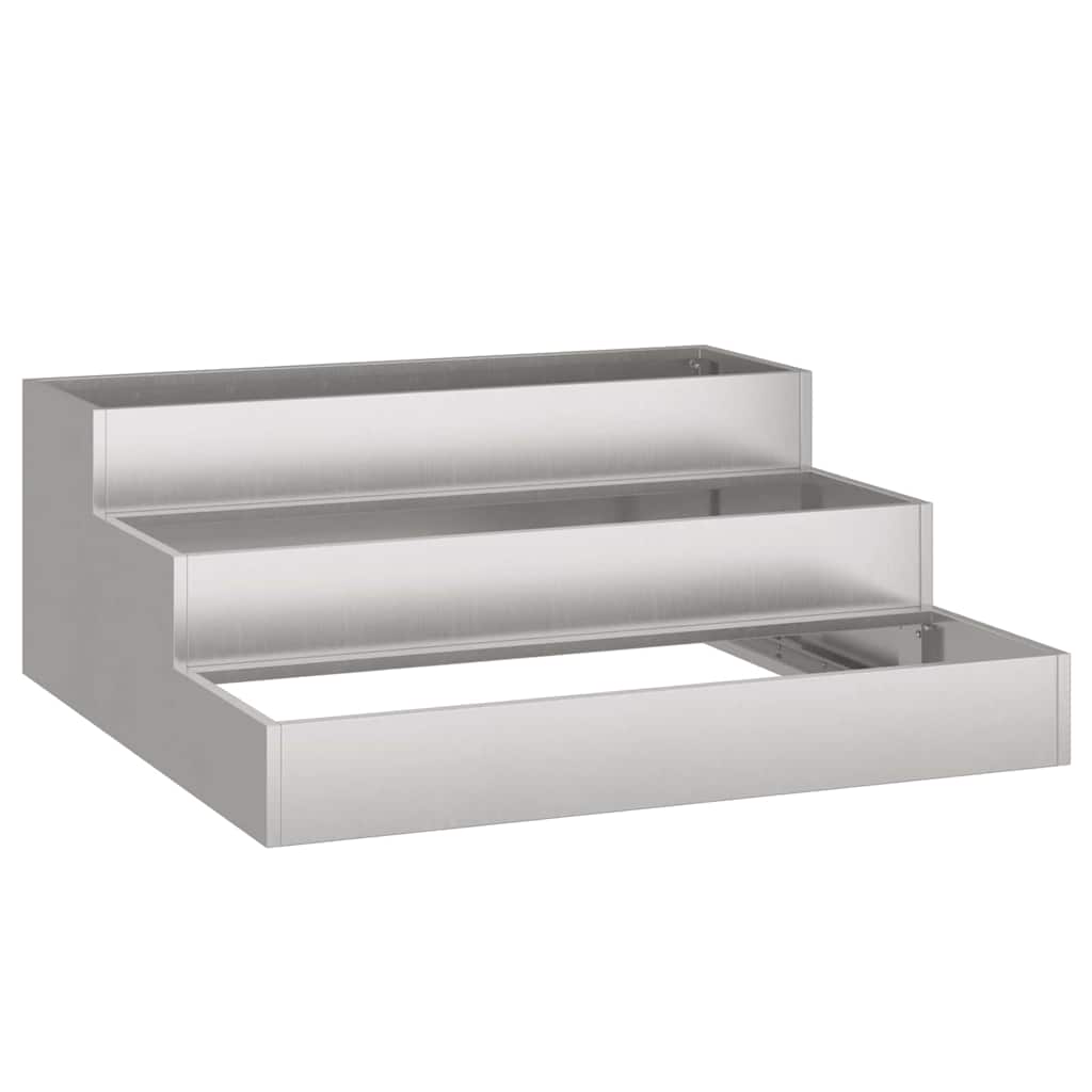 vidaXL Γλάστρα Κήπου Ασημί 90 x 90 x 35 εκ Ανοξείδωτο ατσάλι