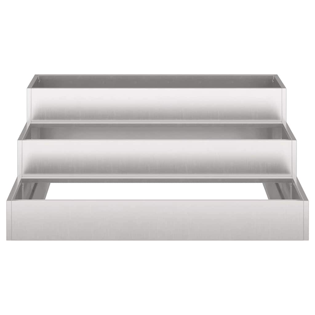 vidaXL Γλάστρα Κήπου Ασημί 90 x 90 x 35 εκ Ανοξείδωτο ατσάλι