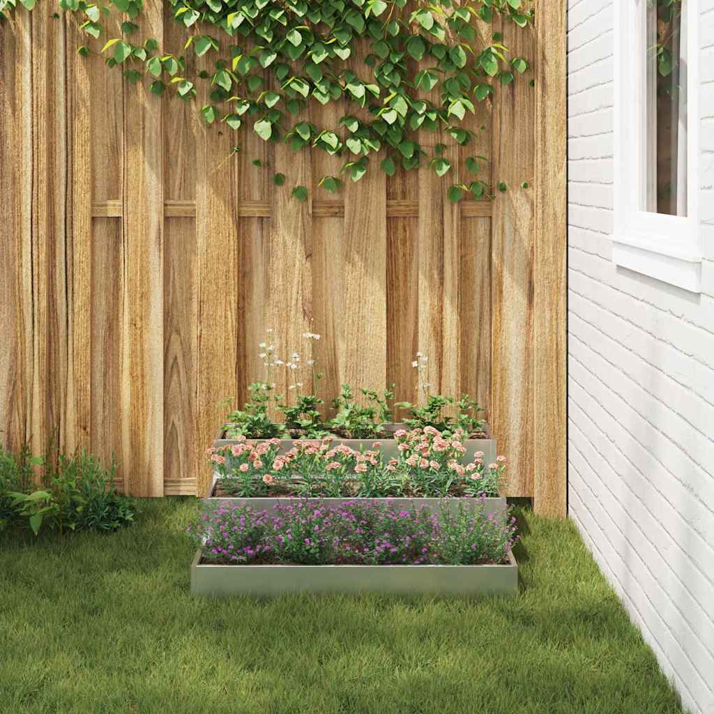 vidaXL Γλάστρα Κήπου Ασημί 90 x 90 x 35 εκ Επικαλυμμένος Χάλυβας