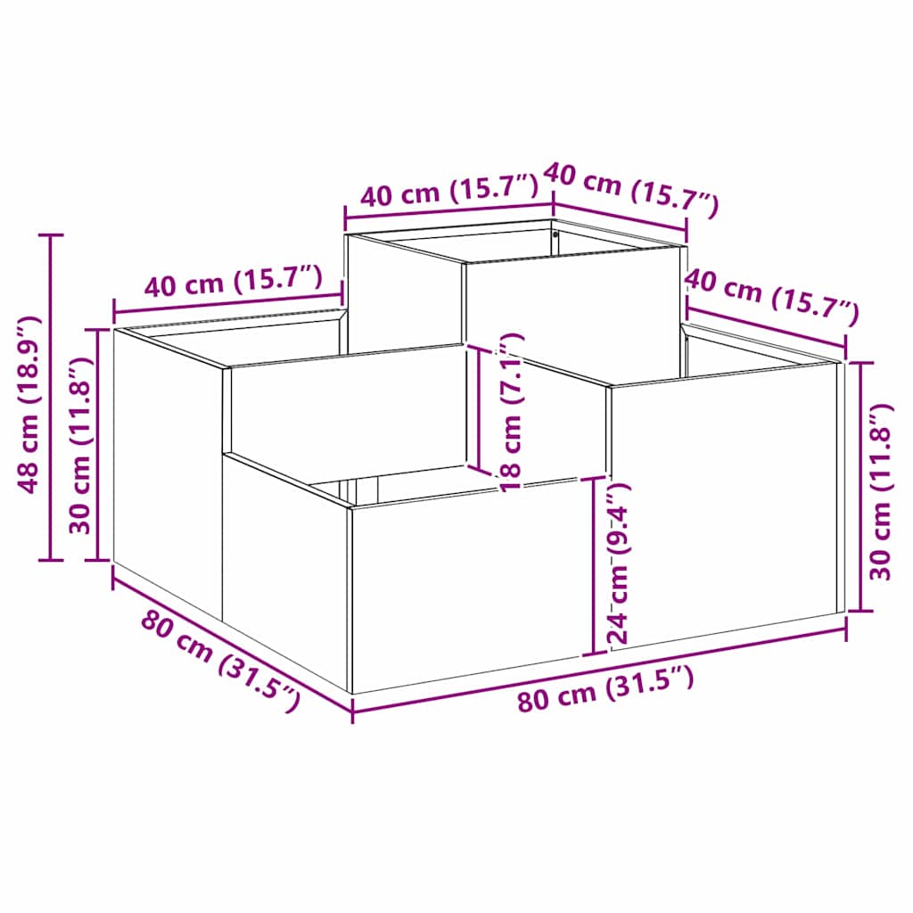 vidaXL Γλάστρα Κήπου Ανθρακί 80 x 80 x 48 εκ. Ατσάλι