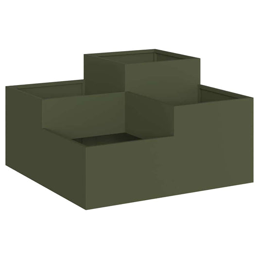 vidaXL Γλάστρα Κήπου Λαδί 100 x 100 x 48 εκ. Ατσάλι
