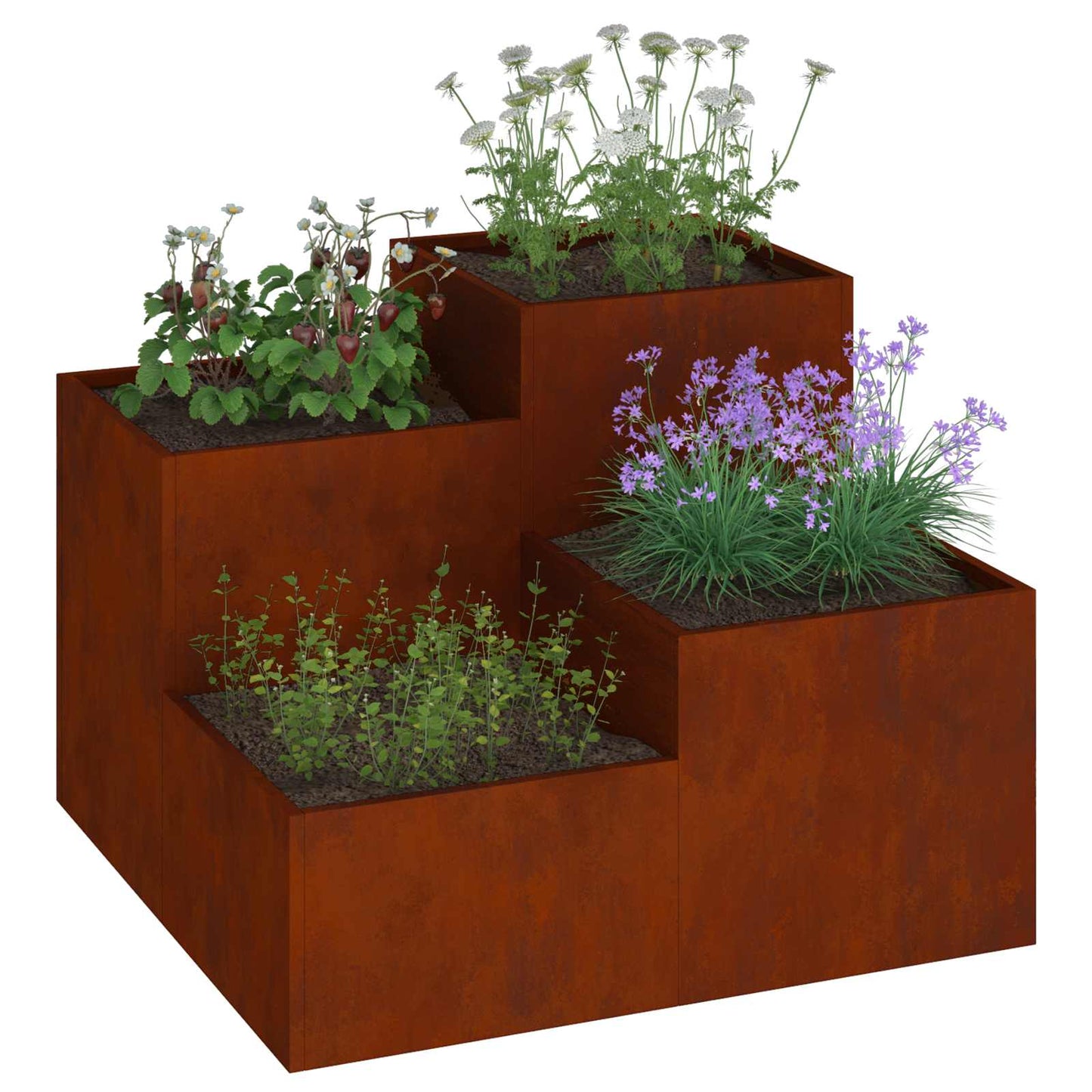 vidaXL Γλάστρα Κήπου Σκ rusty 100 x 100 x 60 εκ.