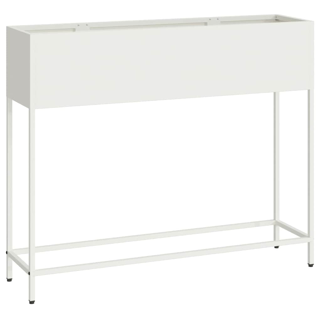 vidaXL Υψωμένη Γλάστρα Κήπου Λευκό 100 x 26 x 82 εκ Ατσάλι