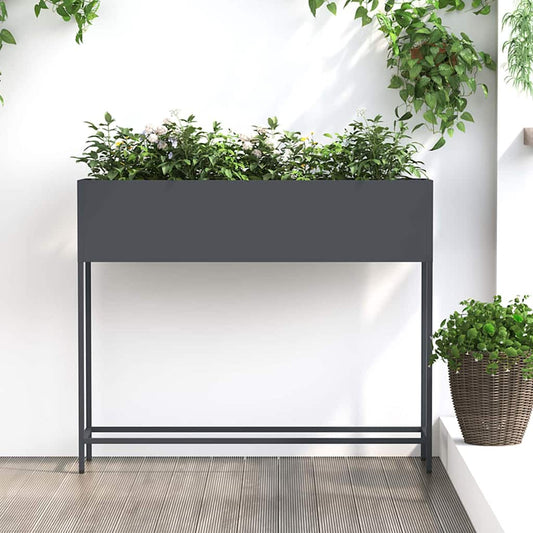 vidaXL Υψωμένη Γλάστρα Κήπου Ανθρακί 100 x 26 x 82 εκ Ατσάλι