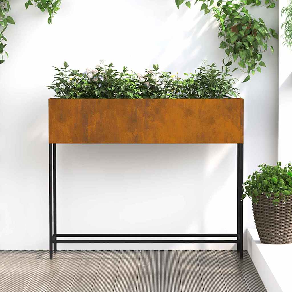 vidaXL Υψωμένη Γλάστρα Κήπου Σκ rusty 100 x 26 x 82 εκ Ατσάλι