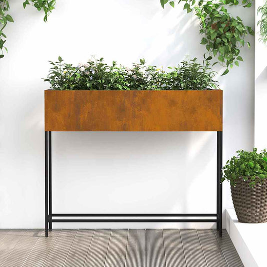 vidaXL Υψωμένη Γλάστρα Κήπου Σκ rusty 100 x 26 x 82 εκ Ατσάλι