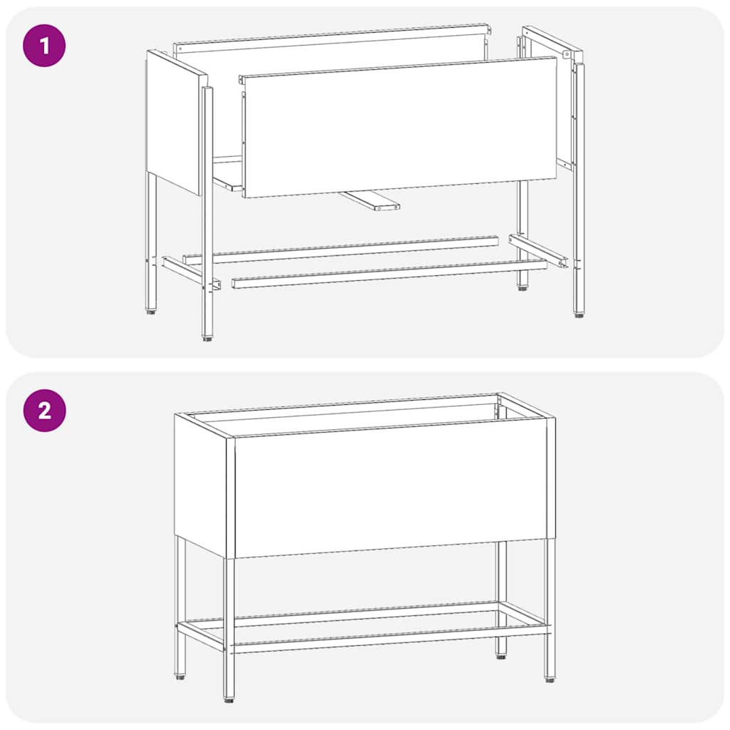 vidaXL Υψωμένη Γλάστρα Κήπου Ασημί 60 x 26 x 45 εκ