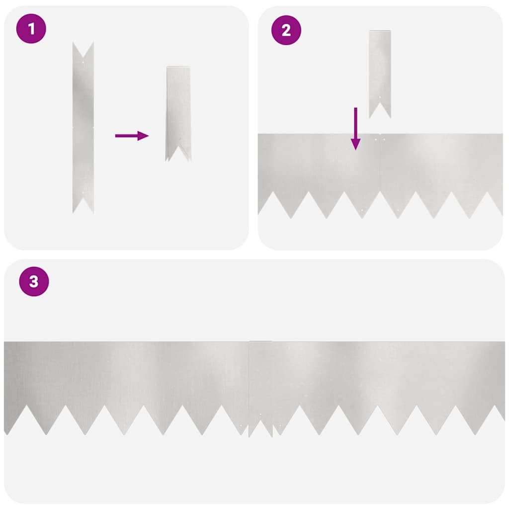 vidaXL Περίγραμμα γκαζόν 10 pcs Ασημί 100 x 0.05 x 20 εκ