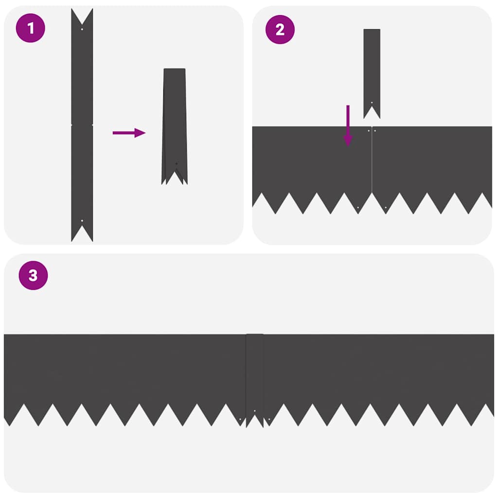 vidaXL Περίγραμμα γκαζόν 10 pcs Μαύρο 100 x 0.05 x 20 εκ