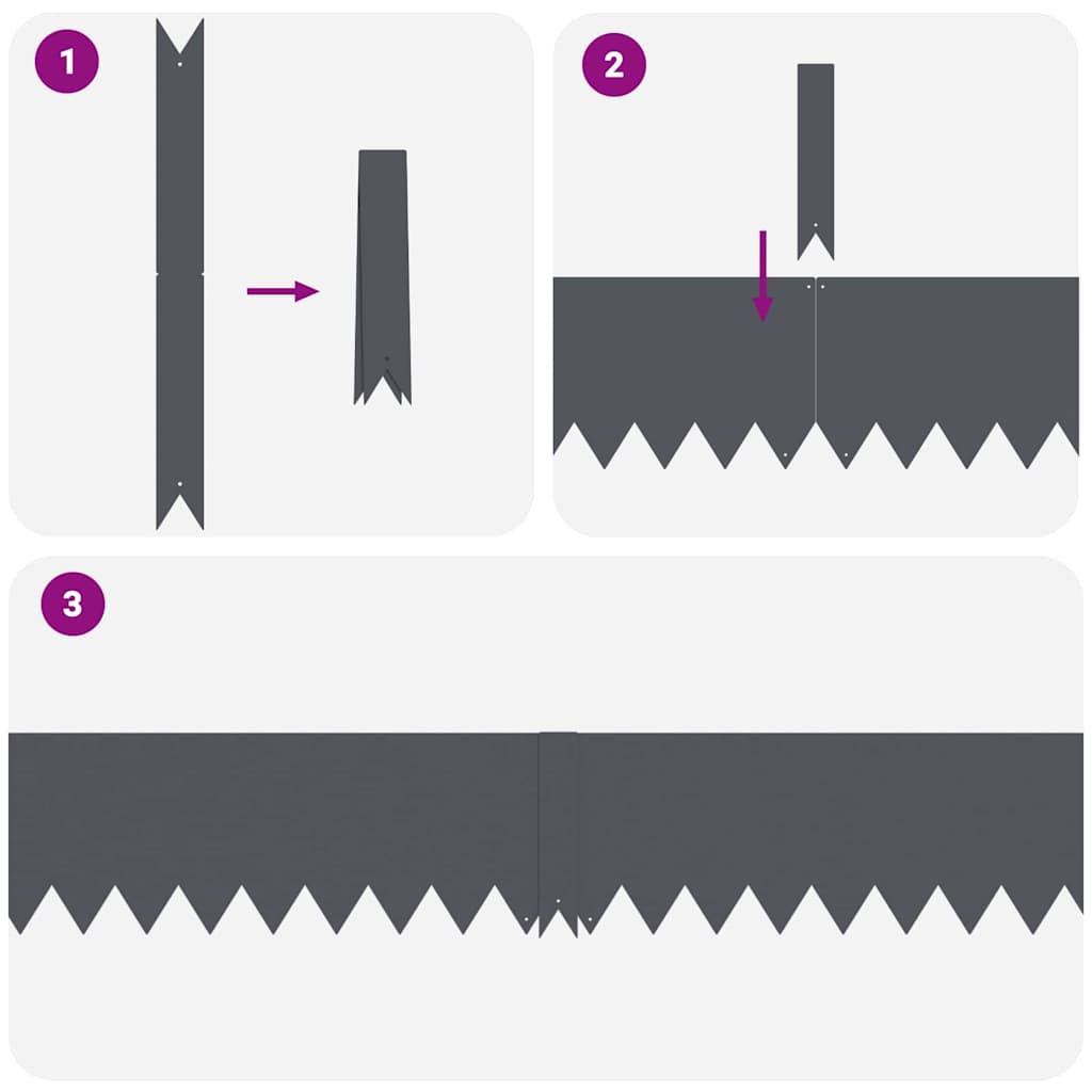 vidaXL Περίγραμμα γκαζόν 20 pcs Ανθρακί 100 x 0.05 x 20 εκ