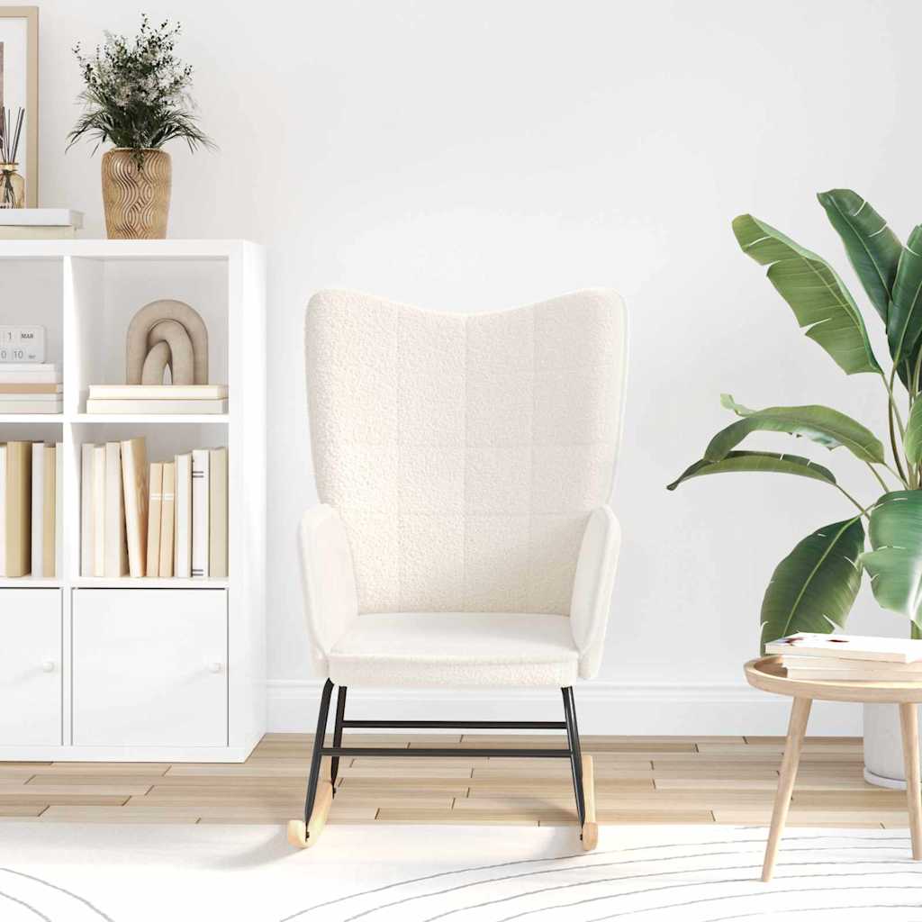 vidaXL Κουνιστή καρέκλα Κρεμ Υφάσματος Sherpa