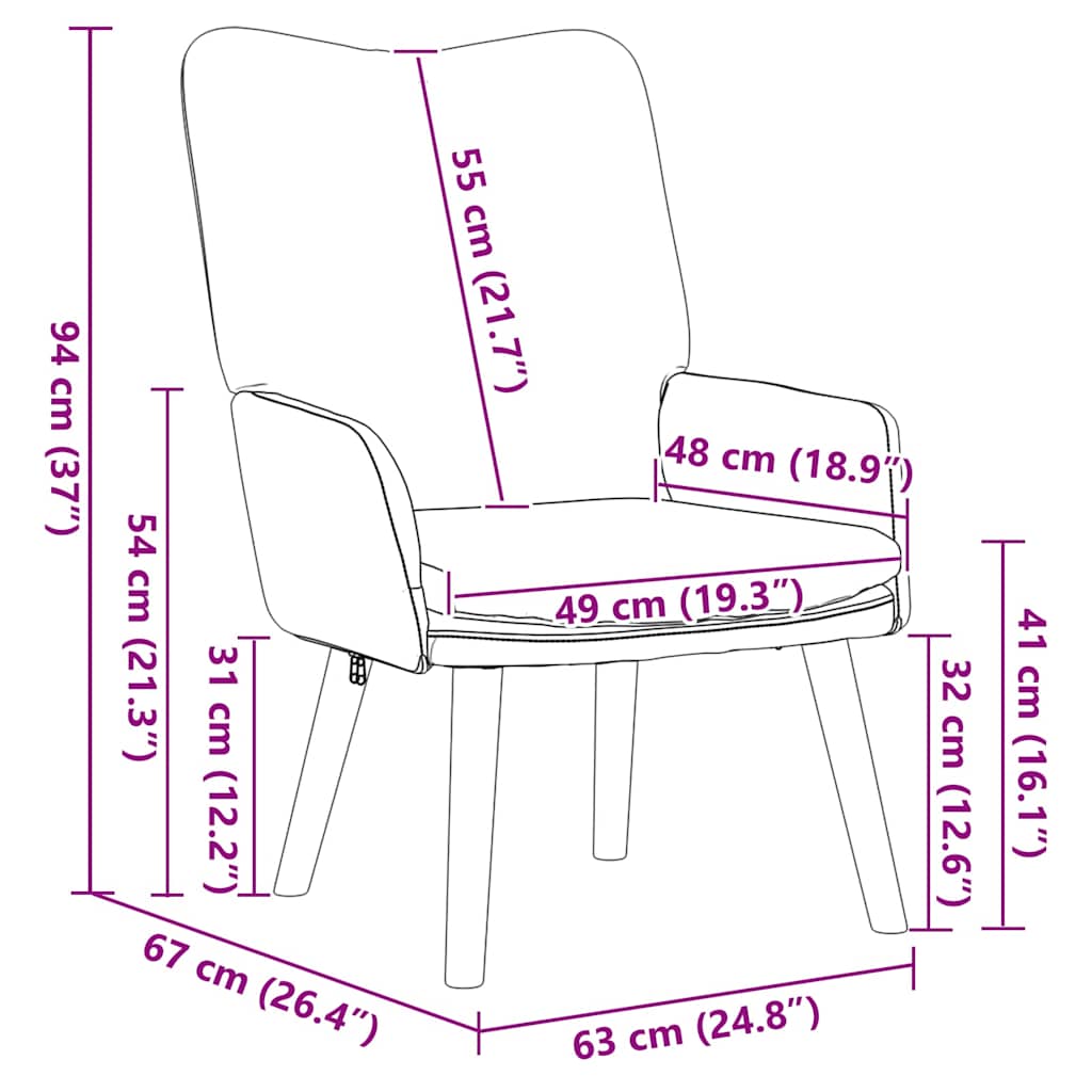 vidaXL Χαλαρωτική Πολυθρόνα Ανοιχτό γκρι 63 x 67 x 94 εκ. ύφασμα