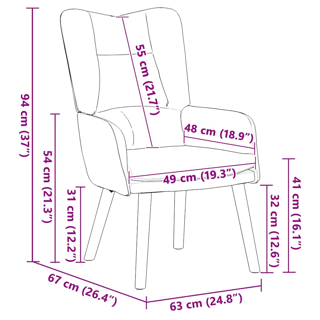 vidaXL Πολυθρόνα Κρεμ 63 x 67 x 94 εκ. Βελούδο