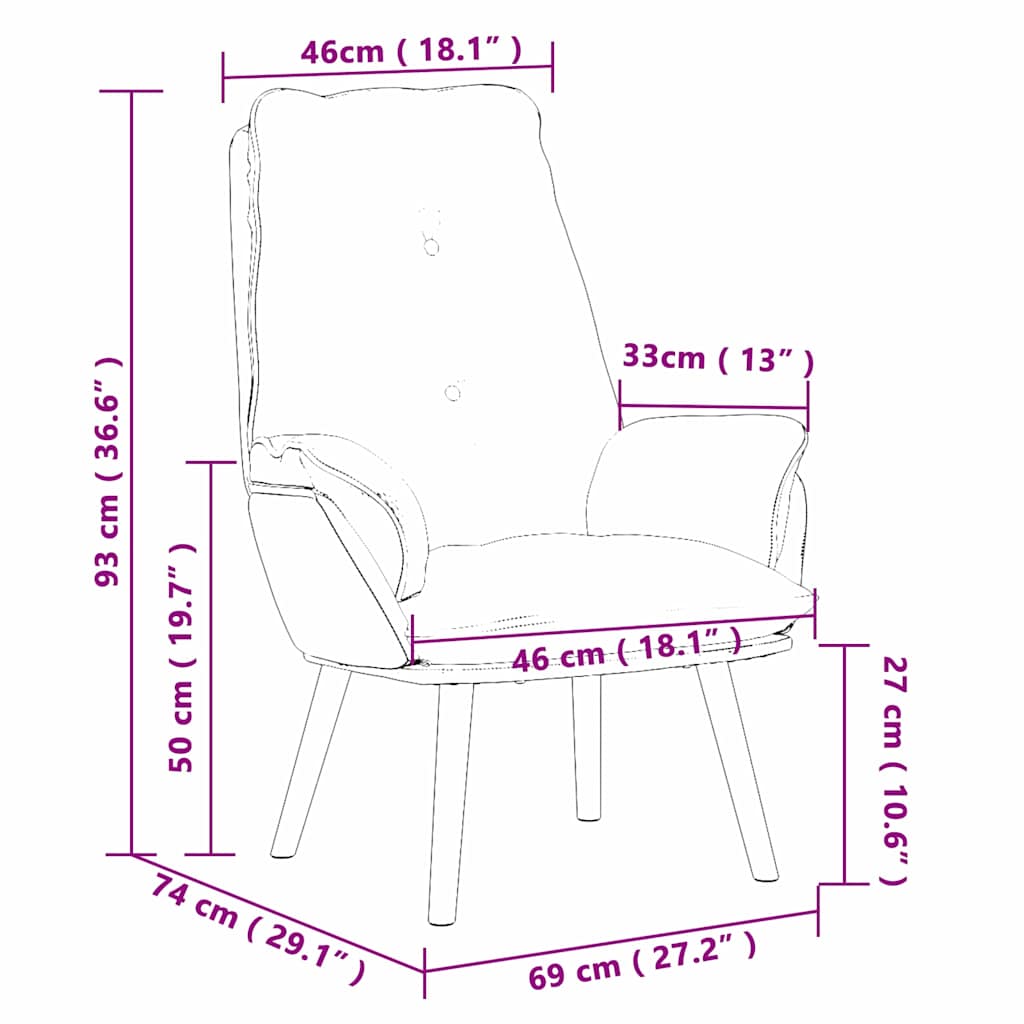 vidaXL Χαλαρωτική Πολυθρόνα Ανοιχτό γκρι 69 x 74 x 93 εκ. ύφασμα