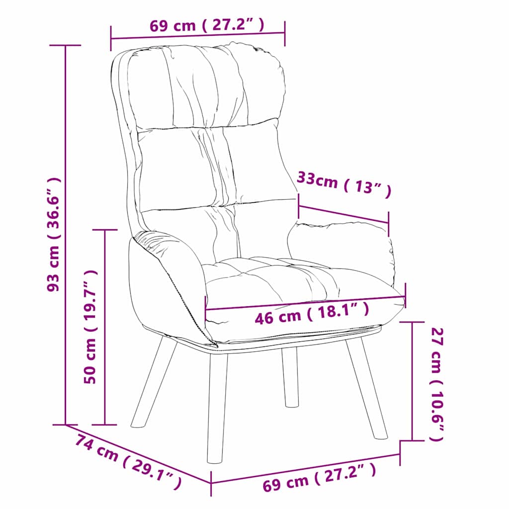 vidaXL Πολυθρόνα Γκρι 69 x 74 x 93 εκ. Δερματίνη
