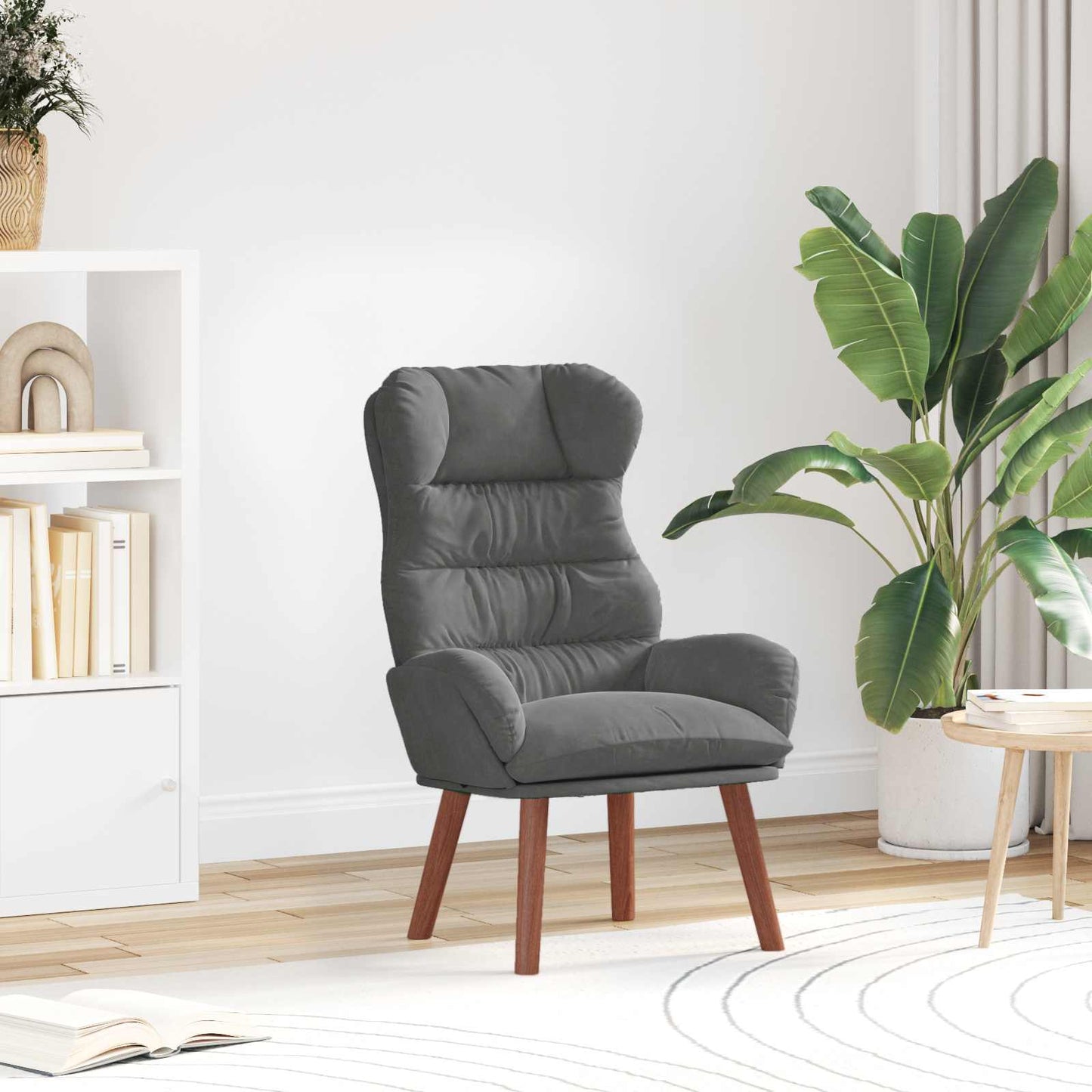 vidaXL Χαλαρωτική Πολυθρόνα Σκούρο γκρι 69 x 74 x 93 εκ. Βελούδο