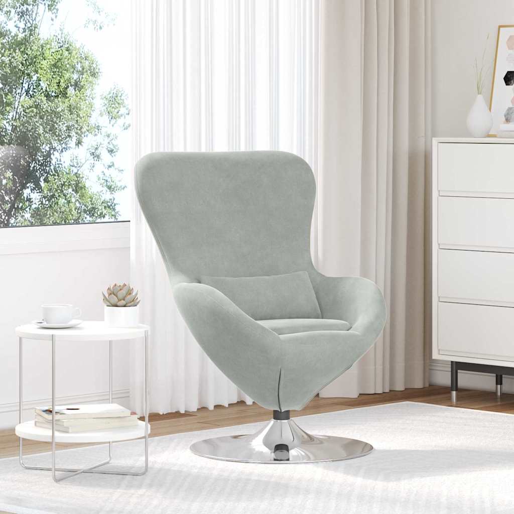 vidaXL Κάθισμα-αυγό Ανοιχτό γκρι 63 x 73 x 90 εκ Βελούδο