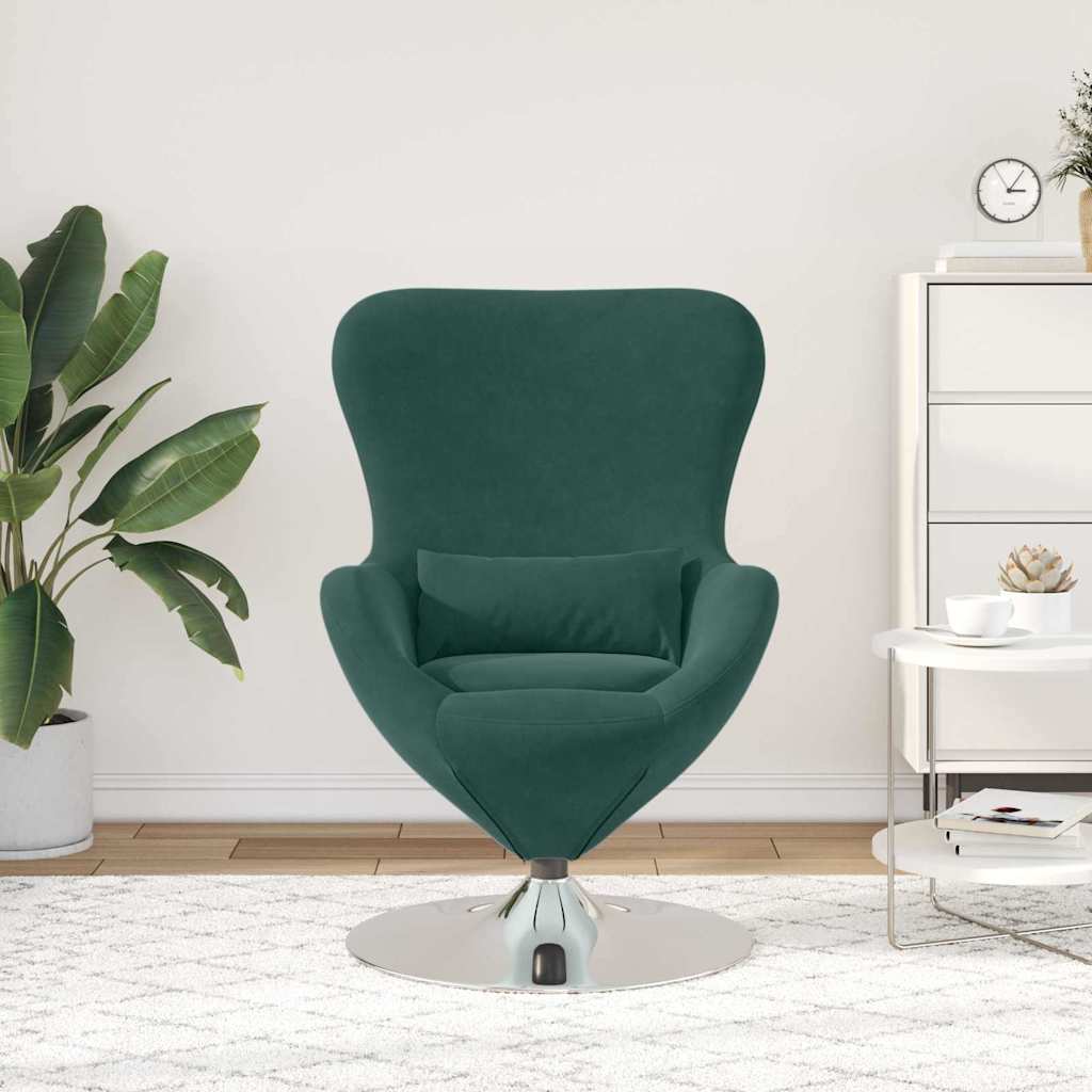 vidaXL Κάθισμα-αυγό Σκούρο πράσινο 63 x 73 x 90 εκ Βελούδο