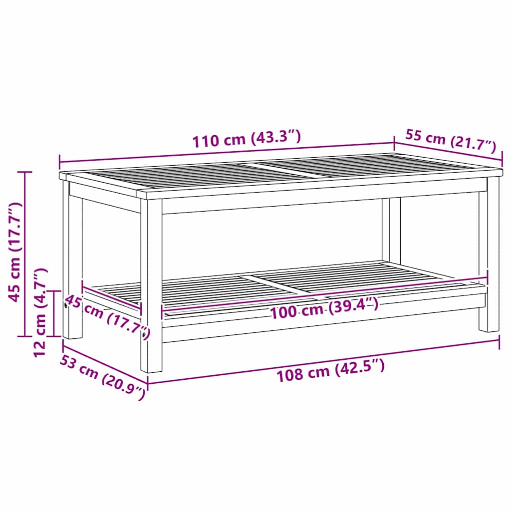 vidaXL Τραπεζάκι καφέ 110x55x45 εκ. Μασίφ ξύλο ακακίας