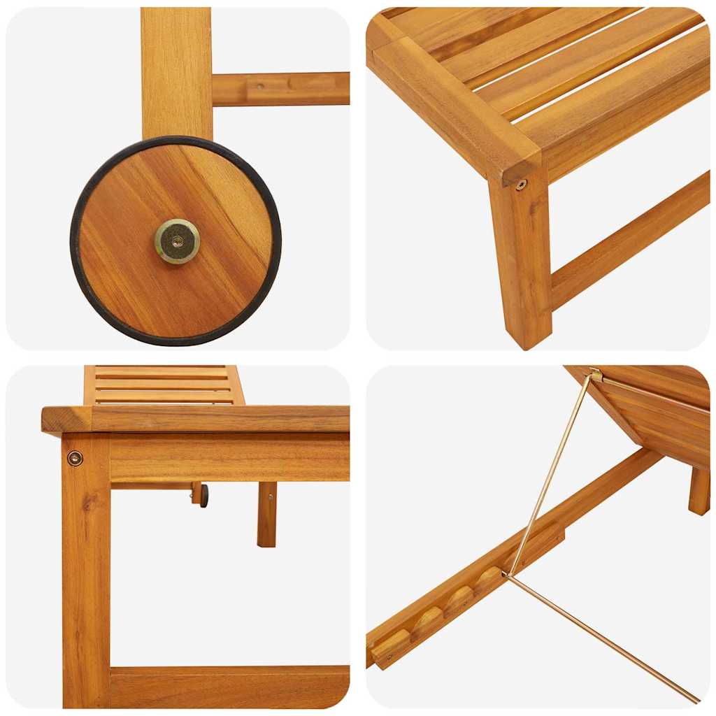 vidaXL Ξαπλώστρα 1-πρόσωπο Καφέ 53 x 202 x 89εκ Μασίφ ξύλο ακακίας