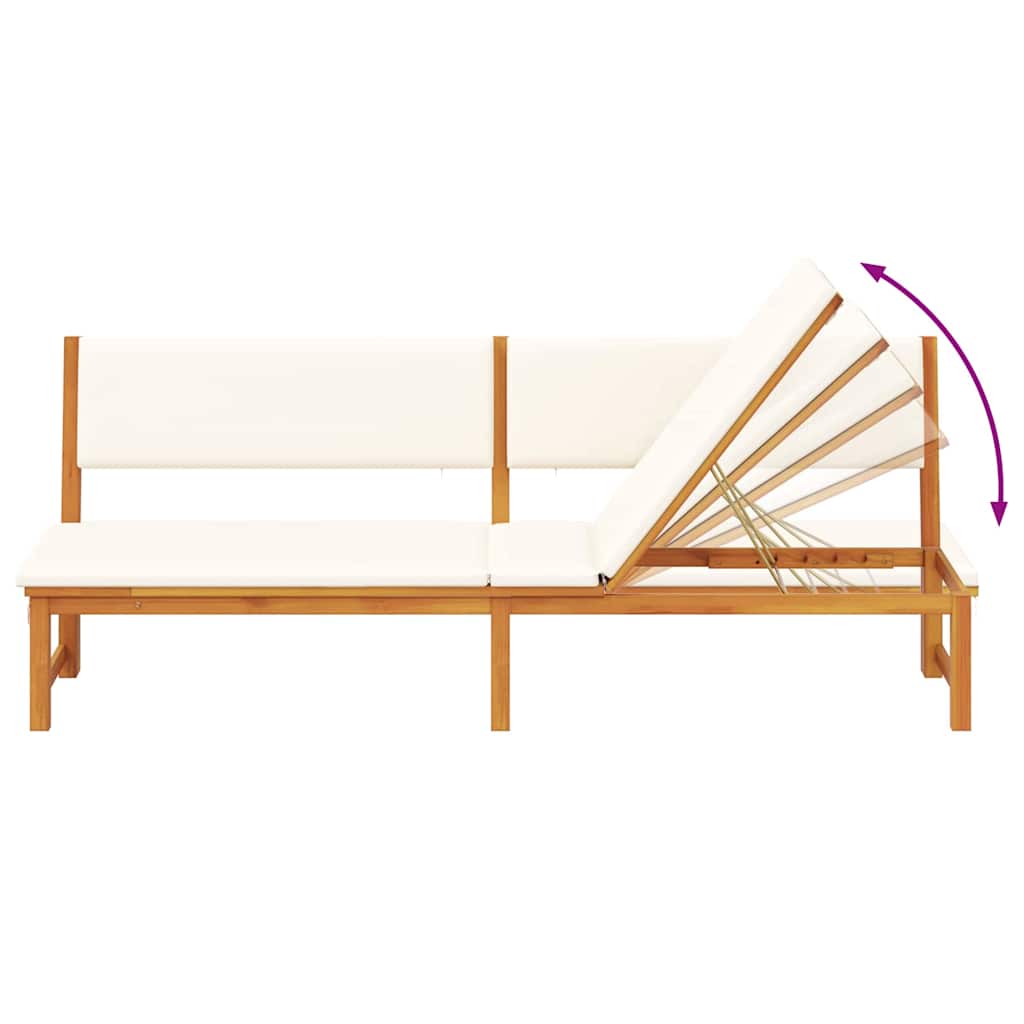 vidaXL Ξαπλώστρα 3-σε-1 με Κρεμ Μαξιλάρια από Σταθερό Ξύλο Ακακίας