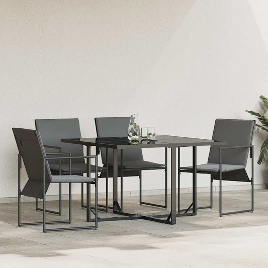 vidaXL Καρέκλα με μαξιλάρι 4 pcs Μαύρο και Ανθρακί Textilene