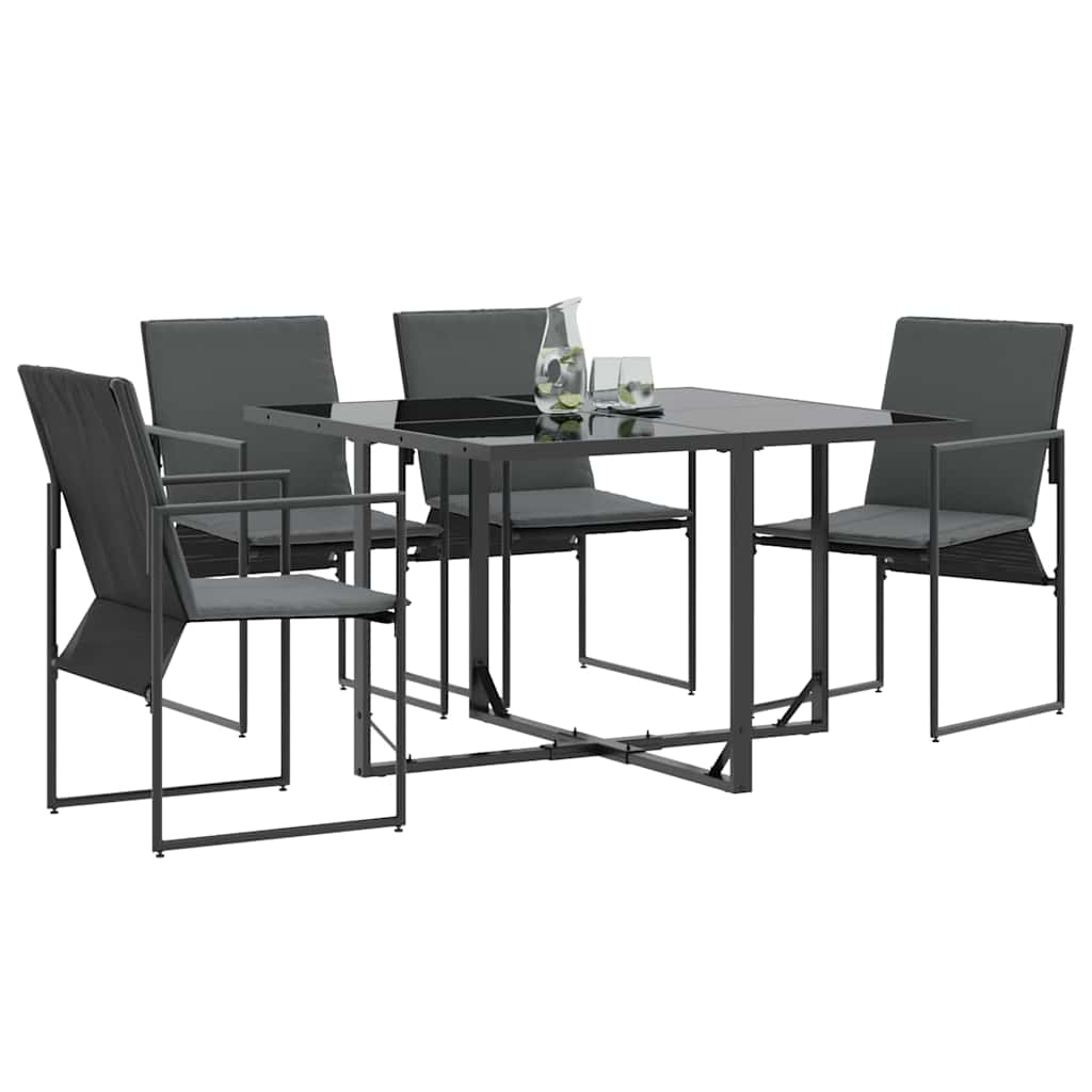 vidaXL Καρέκλα με μαξιλάρι 4 pcs Μαύρο και Ανθρακί Textilene