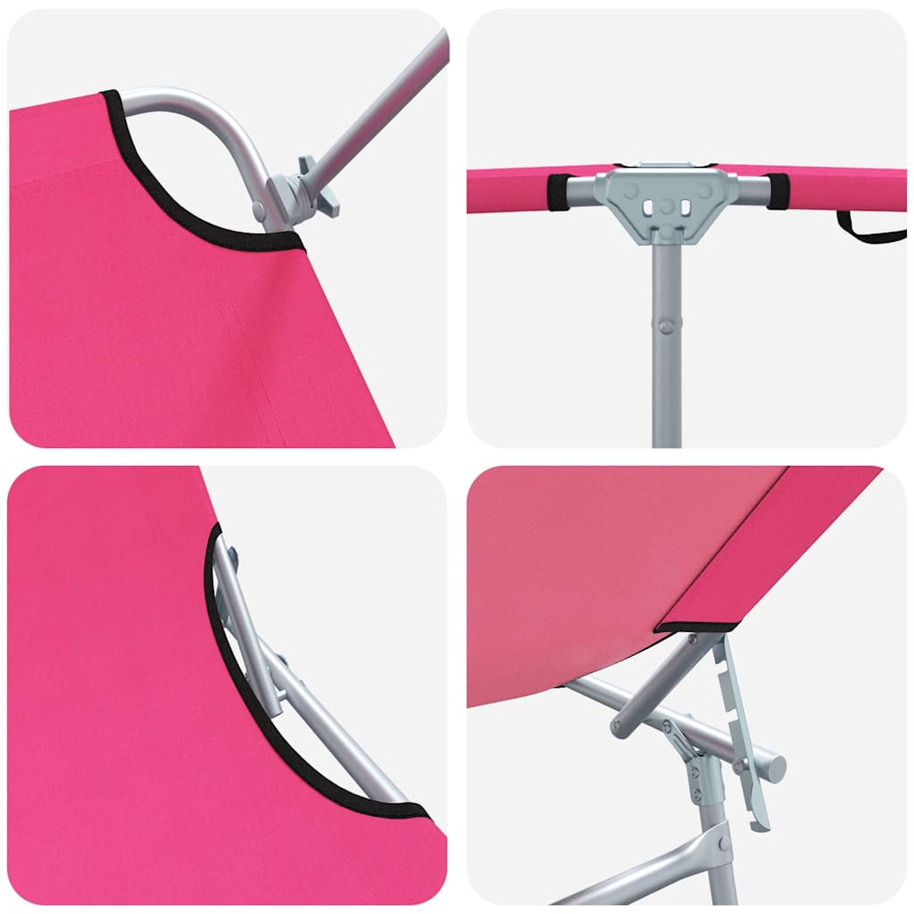 vidaXL Ξαπλώστρα 2-πρόσωπο 2 pcs Ροζ 58 x 188 x 77 εκ. ύφασμα