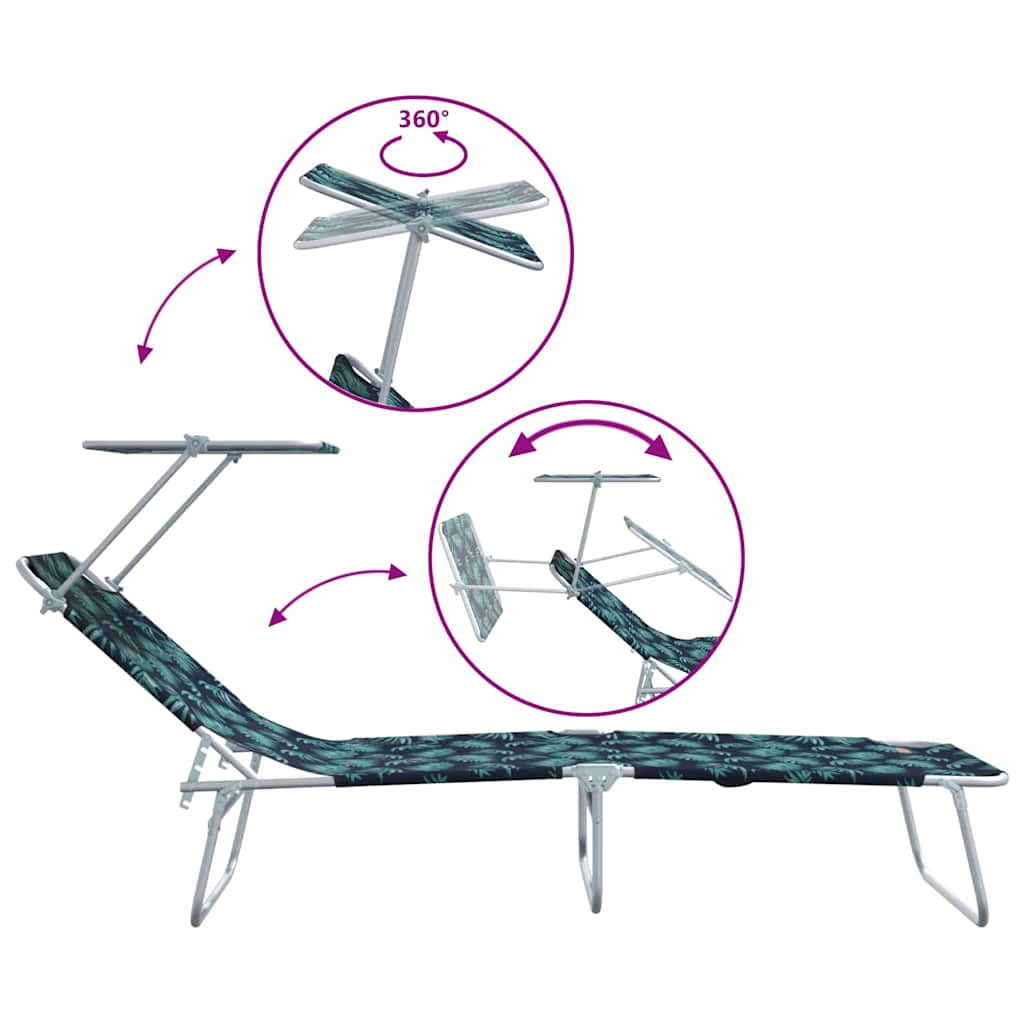 vidaXL Ξαπλώστρα 2-πρόσωπο 2 pcs Πράσινο 58 x 188 x 77 εκ. ύφασμα